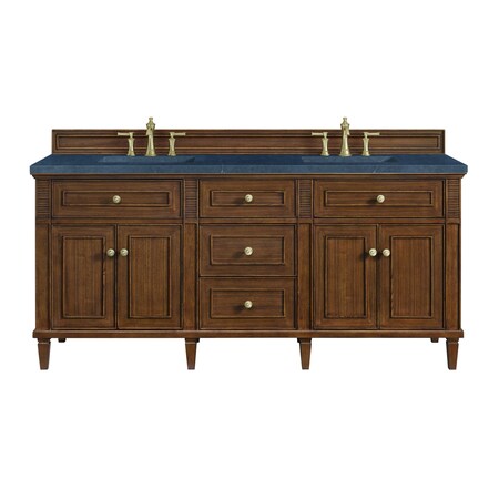 James Martin Vanities 72''Double Vanity, Mid-Century Walnut w/ 3 CM Charcoal Soapstone Quartz Top 424-V72-WLT-3CSP